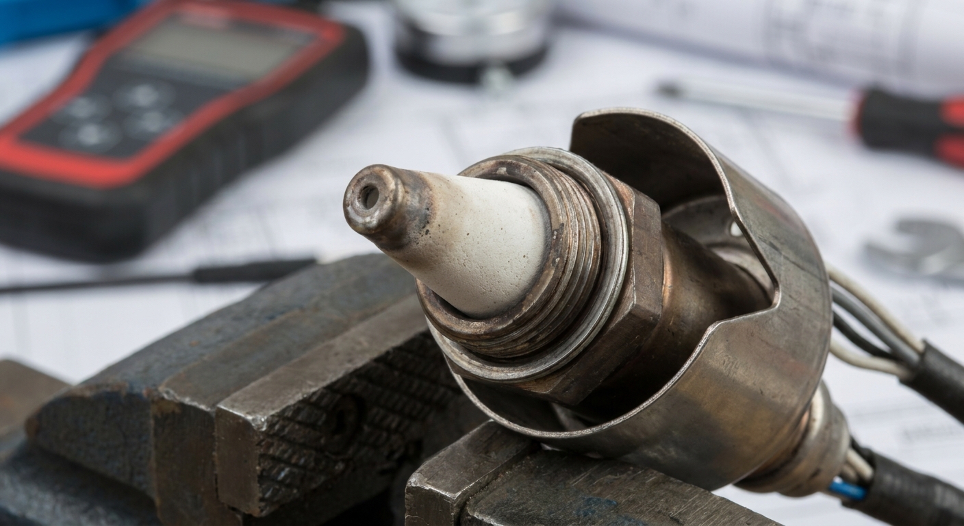 automotive oxygen sensor with a white zirconia ceramic element