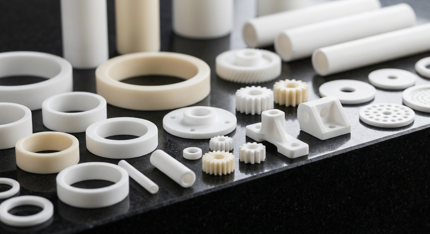various white and ivory-colored zirconia ceramic industrial components