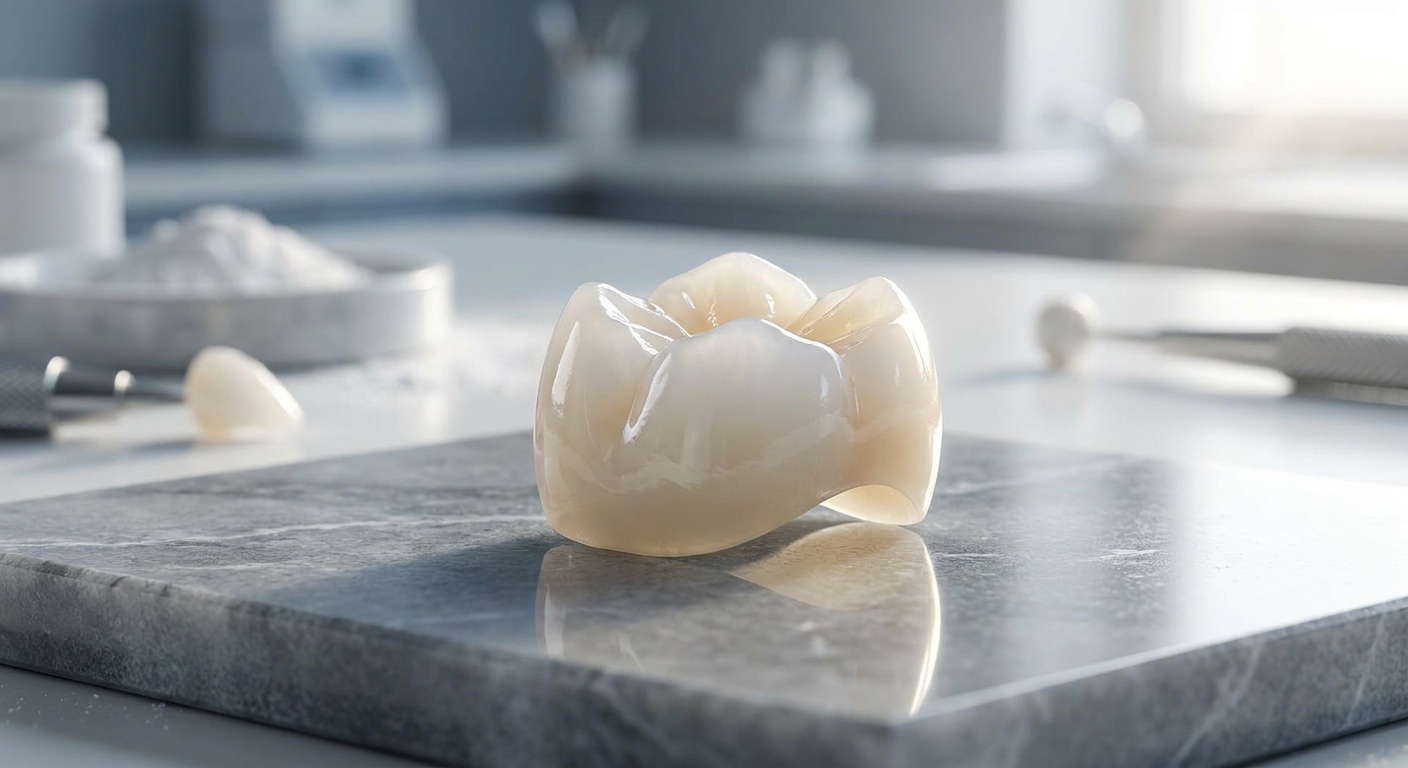 Photorealistic Macro Photography of Ultra-Translucent Zirconia Dental Crown
