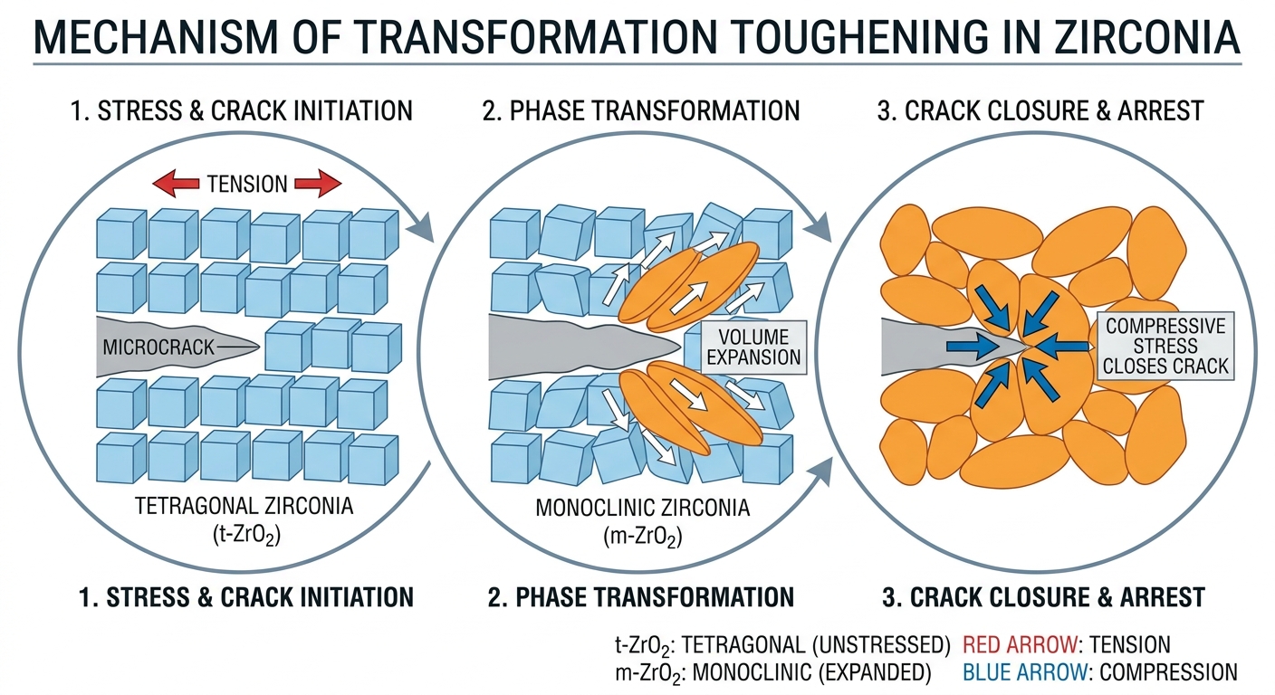 Transformation Toughening Mechanism in Zirconia