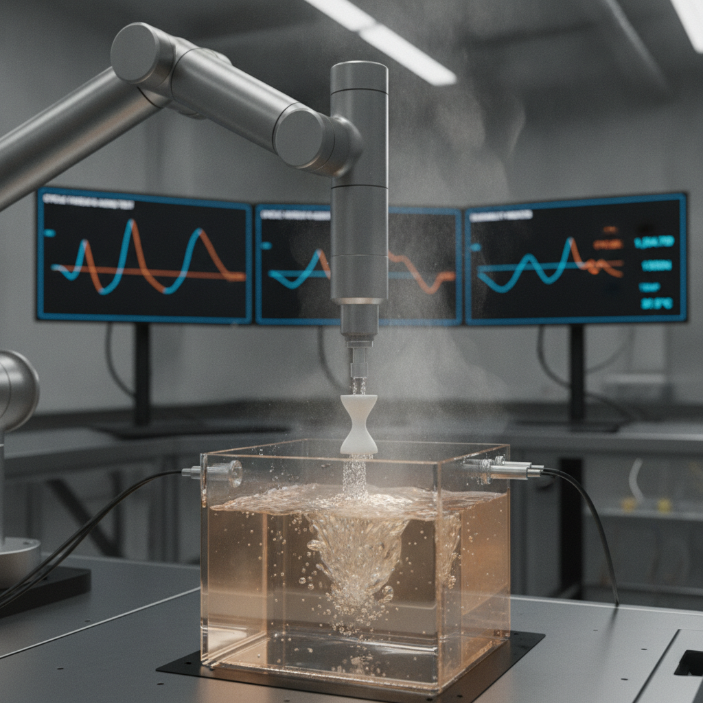 Robotic arm testing mechanical durability and load capacity of dental restorative materials in a testing laboratory