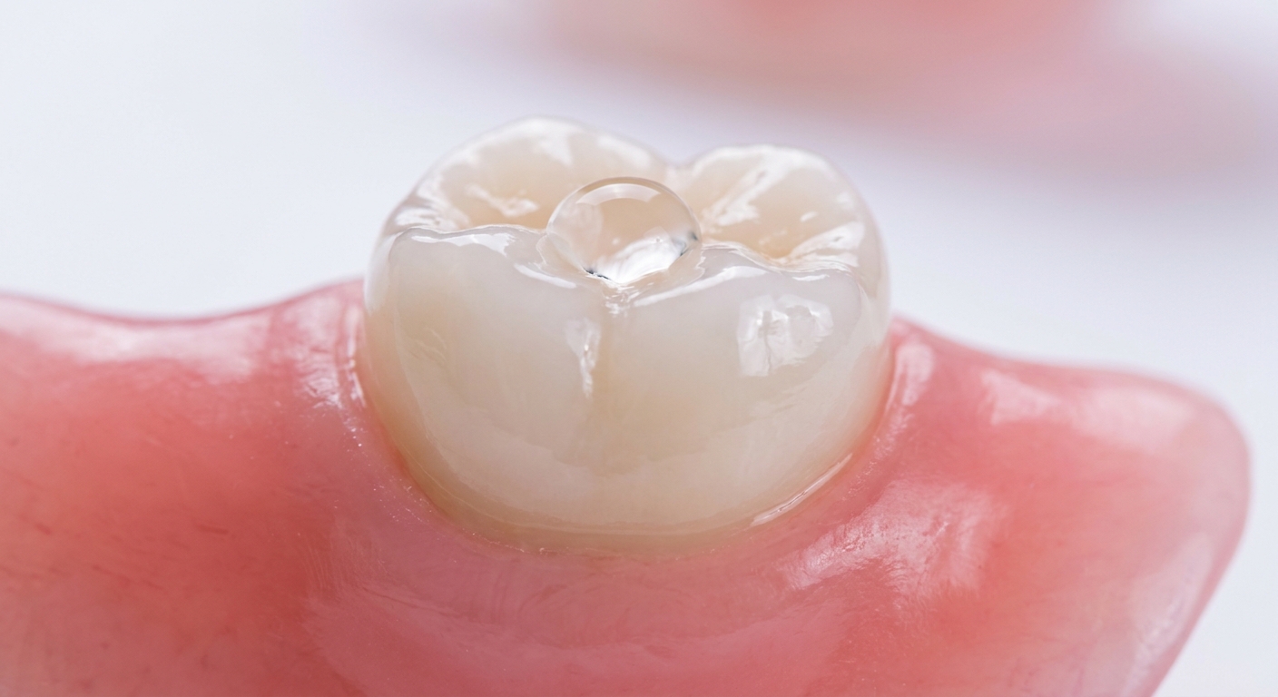 Zirconia implant crown tissue friendly margin macro photo