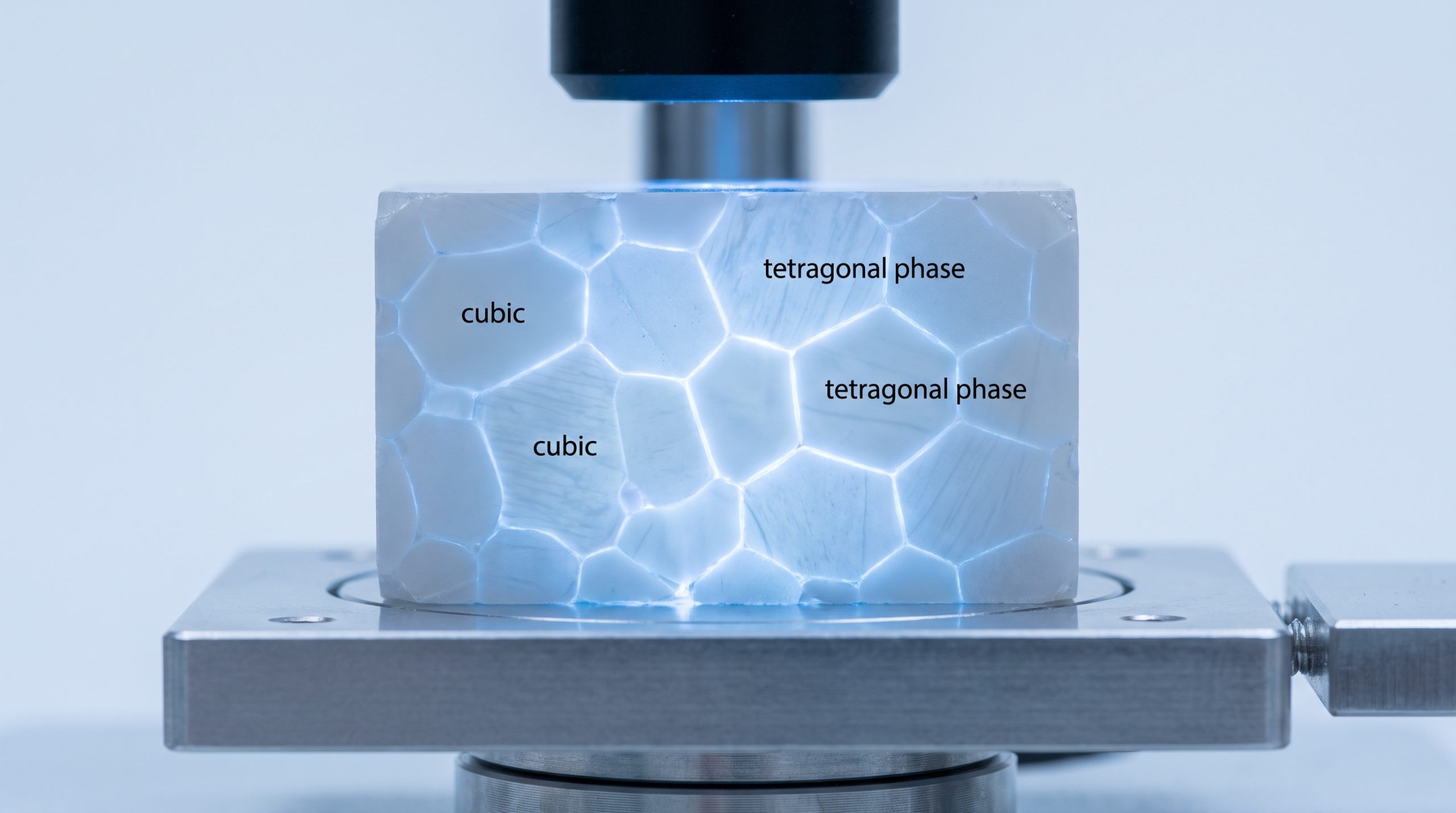 Zirconia ceramic crystalline structure showing tetragonal and cubic phases