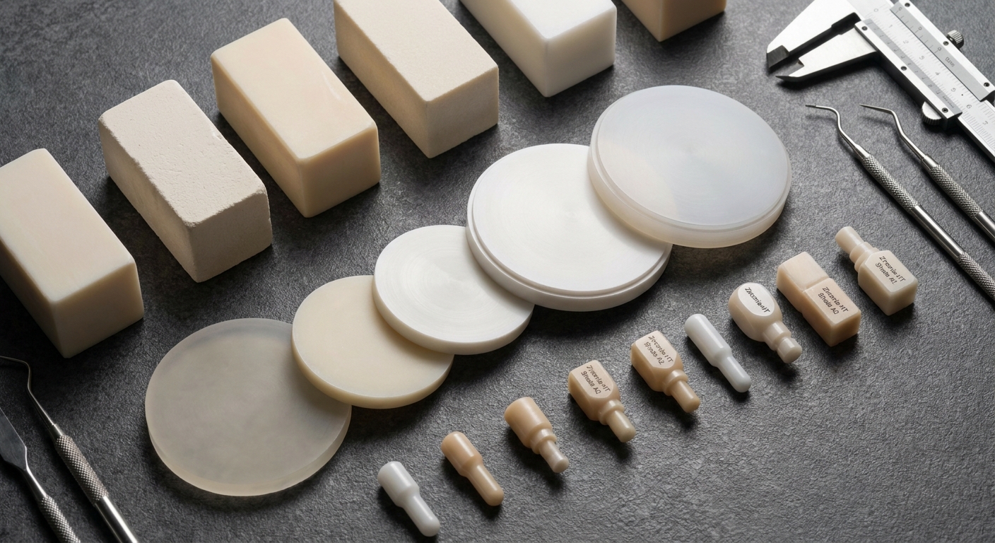 Zirconia ceramic dental blocks macro photography