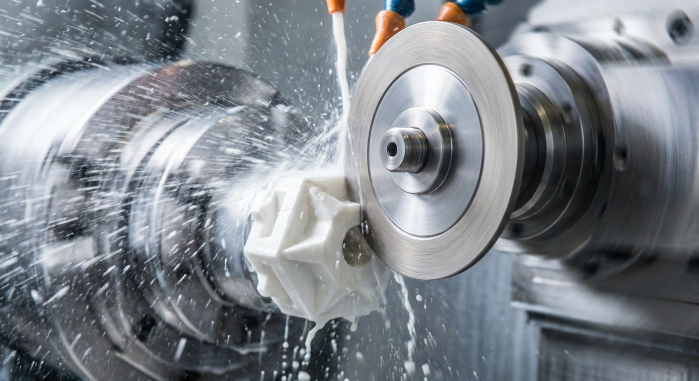 cnc zirconia grinding action shot