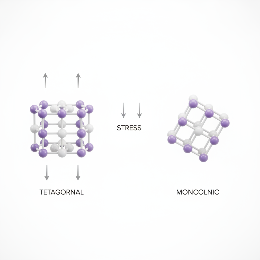 Zirconia Crystal Lattice Phase Transformation